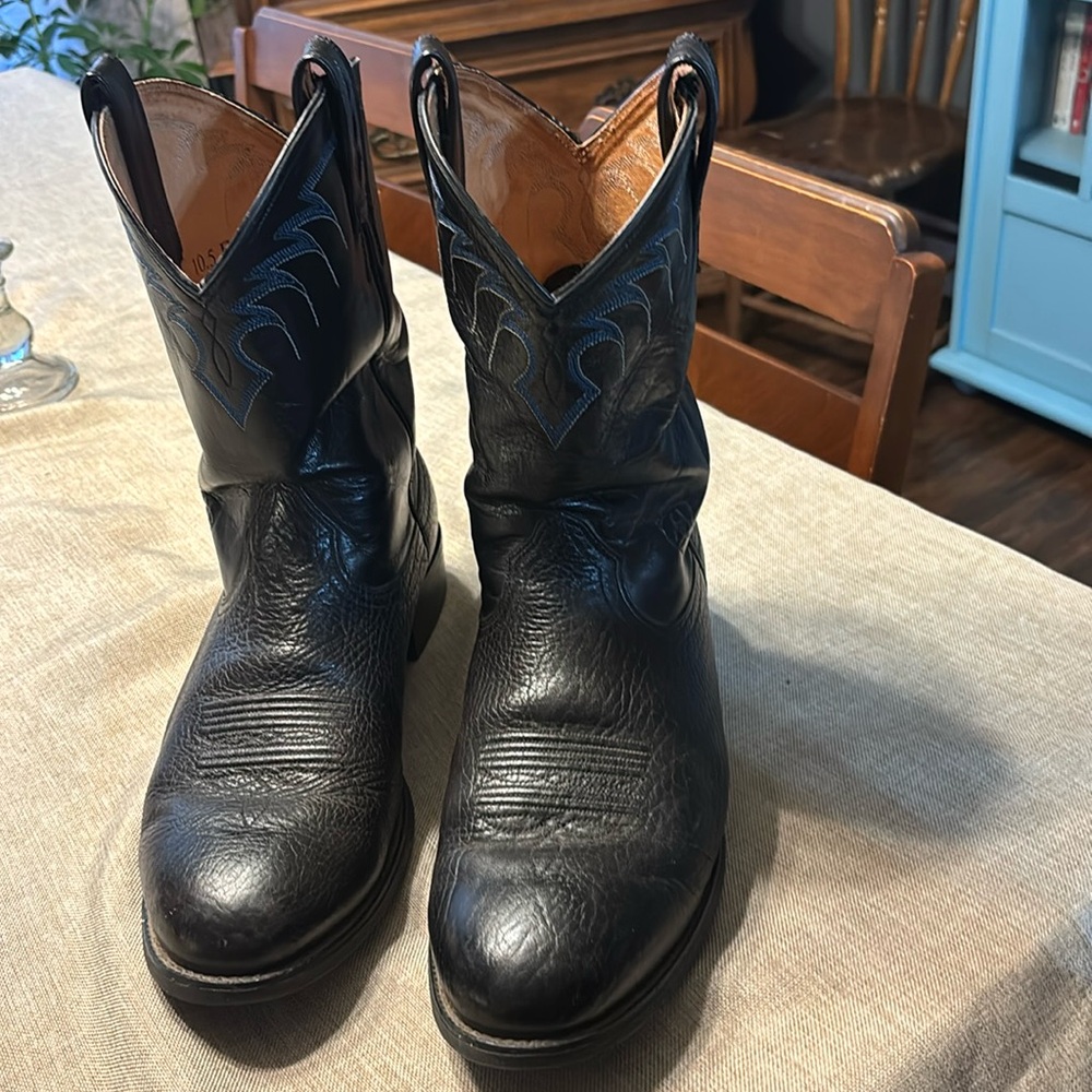 Ariat Mens 10.5 EE Black Heritage Roper Western Cowboy Leather Boots 35601